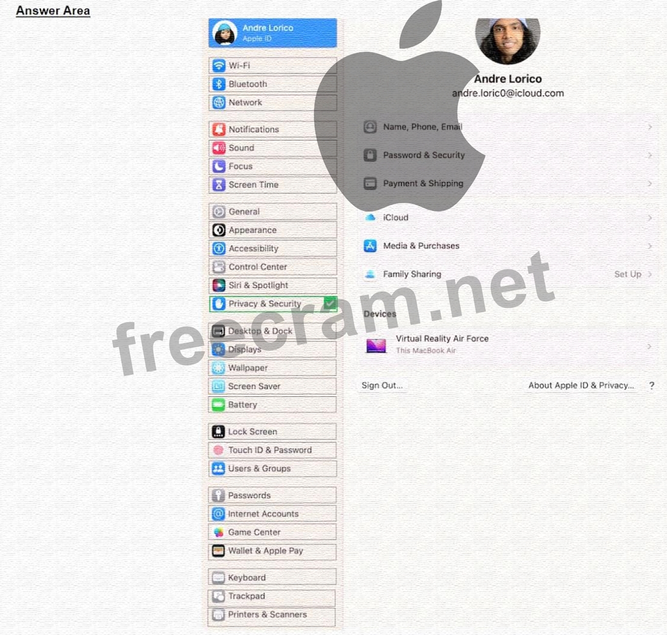 AppleDeviceSupport Exam Dumps Select the setting in the sidebar
