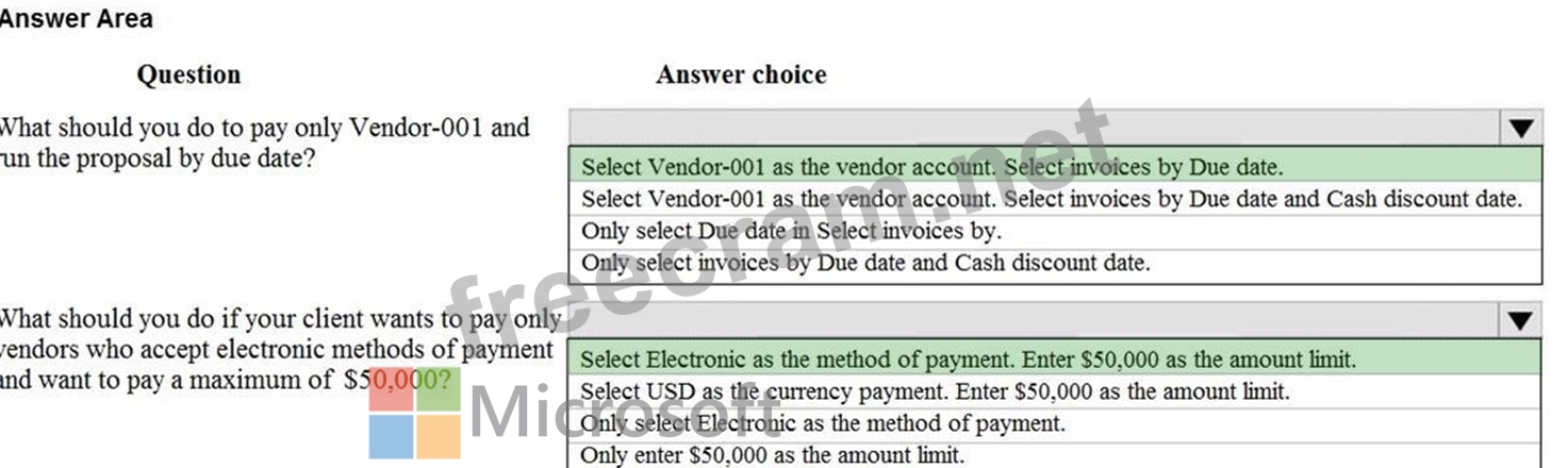 MB-310 Exam Dumps | Hotspot Question You are creating a payment ...